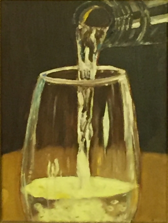 A Glass of White (2015) - 13x9", oil on canvas (sold)