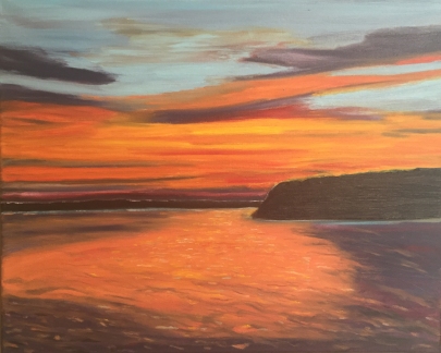 Sunset Over Rice Lake (2016) - 16x20", oil on canvas