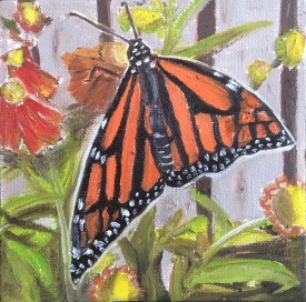 Monarch Butterfly 3 (2021) - 6x6", oil on canvas (sold)